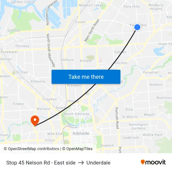 Stop 45 Nelson Rd - East side to Underdale map