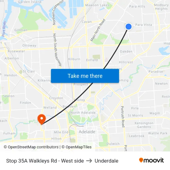 Stop 35A Walkleys Rd - West side to Underdale map