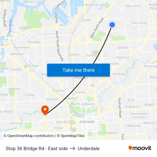 Stop 36 Bridge Rd - East side to Underdale map