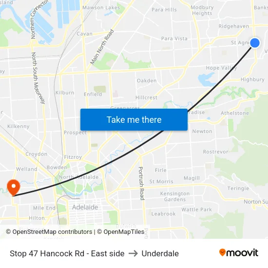 Stop 47 Hancock Rd - East side to Underdale map