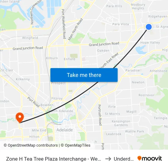 Zone H Tea Tree Plaza Interchange - West side to Underdale map