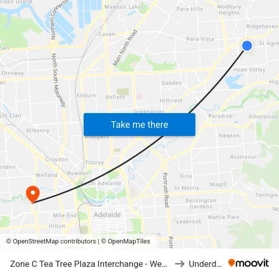 Zone C Tea Tree Plaza Interchange - West side to Underdale map