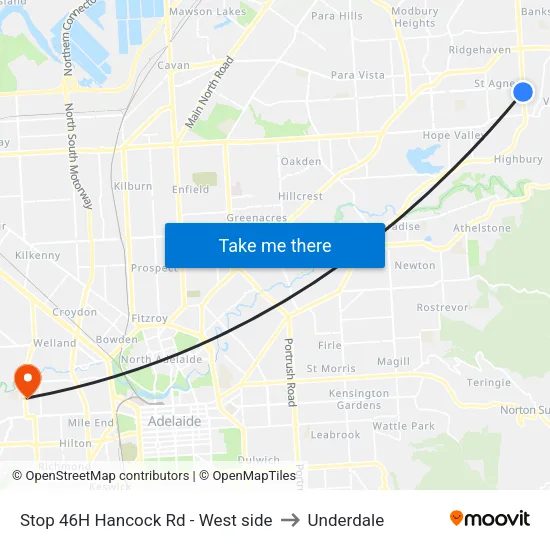 Stop 46H Hancock Rd - West side to Underdale map