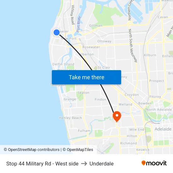 Stop 44 Military Rd - West side to Underdale map