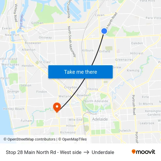 Stop 28 Main North Rd - West side to Underdale map