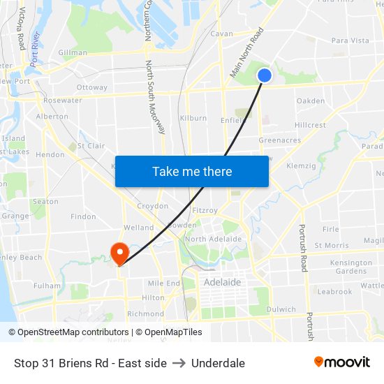 Stop 31 Briens Rd - East side to Underdale map