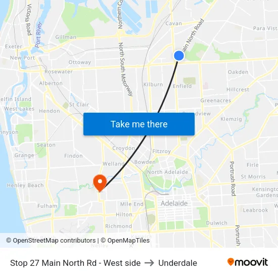 Stop 27 Main North Rd - West side to Underdale map