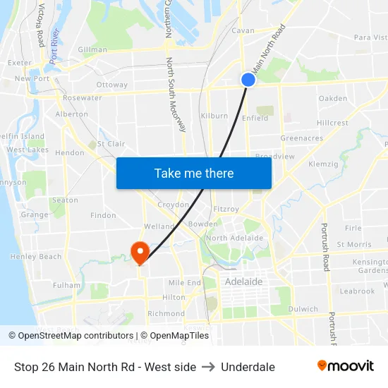 Stop 26 Main North Rd - West side to Underdale map