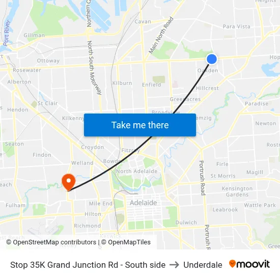 Stop 35K Grand Junction Rd - South side to Underdale map