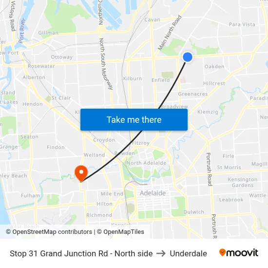 Stop 31 Grand Junction Rd - North side to Underdale map