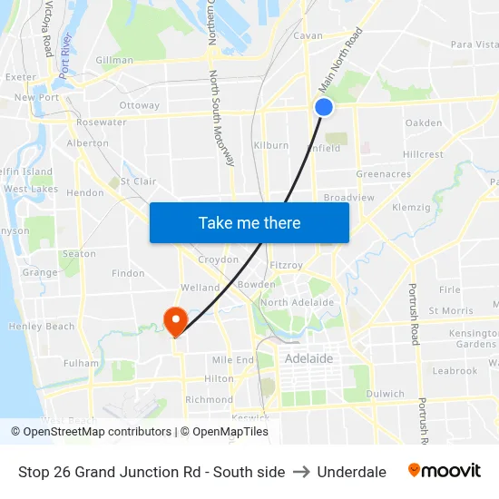 Stop 26 Grand Junction Rd - South side to Underdale map