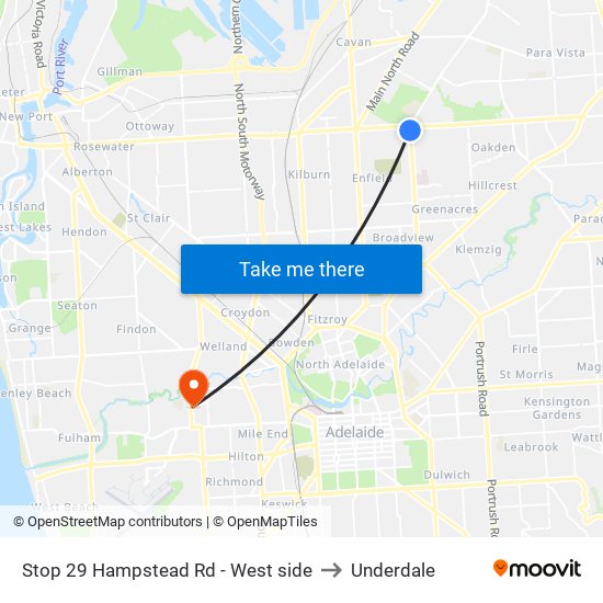 Stop 29 Hampstead Rd - West side to Underdale map