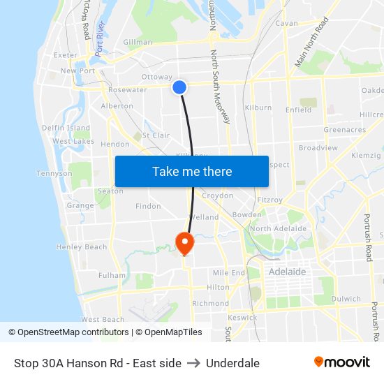 Stop 30A Hanson Rd - East side to Underdale map