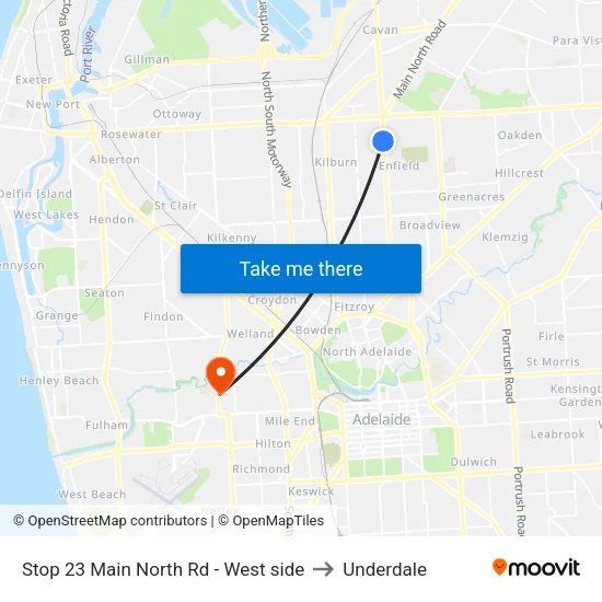 Stop 23 Main North Rd - West side to Underdale map