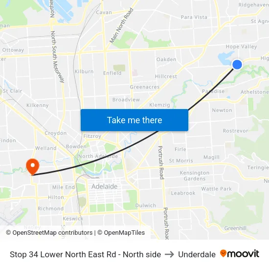Stop 34 Lower North East Rd - North side to Underdale map