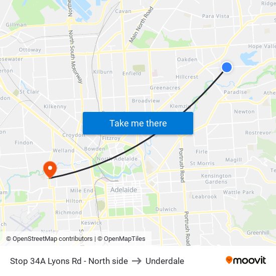 Stop 34A Lyons Rd - North side to Underdale map