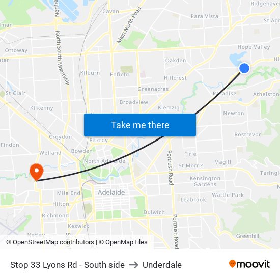 Stop 33 Lyons Rd - South side to Underdale map