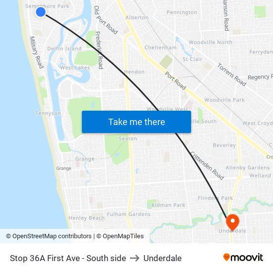 Stop 36A First Ave - South side to Underdale map