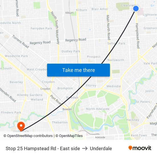 Stop 25 Hampstead Rd - East side to Underdale map