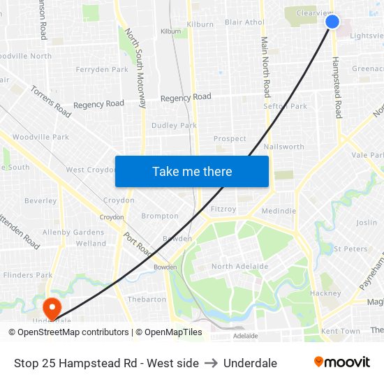 Stop 25 Hampstead Rd - West side to Underdale map