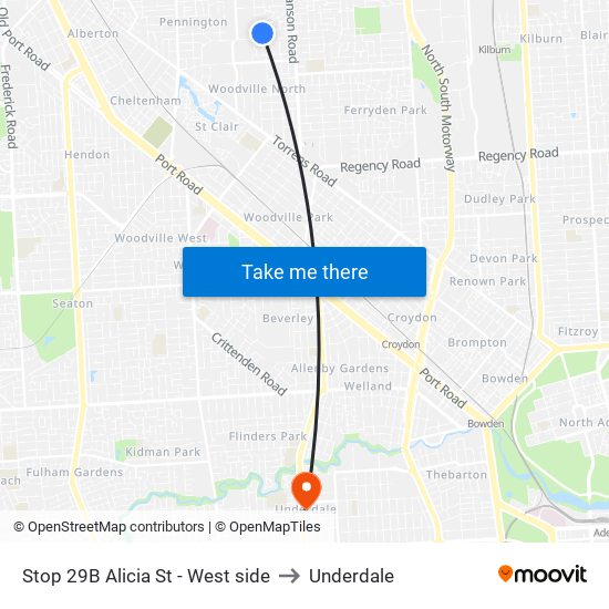 Stop 29B Alicia St - West side to Underdale map