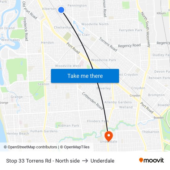 Stop 33 Torrens Rd - North side to Underdale map