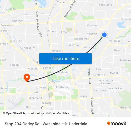 Stop 29A Darley Rd - West side to Underdale map