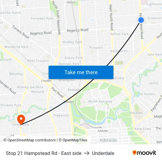 Stop 21 Hampstead Rd - East side to Underdale map