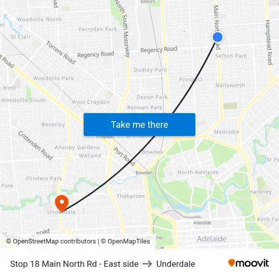 Stop 18 Main North Rd - East side to Underdale map