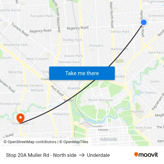 Stop 20A Muller Rd - North side to Underdale map