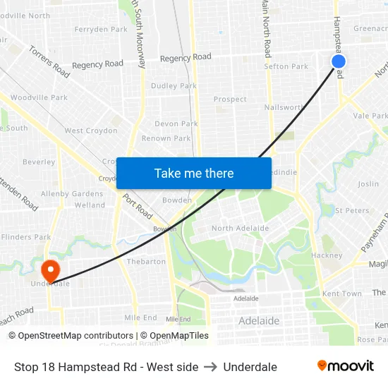 Stop 18 Hampstead Rd - West side to Underdale map