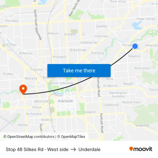 Stop 48 Silkes Rd - West side to Underdale map