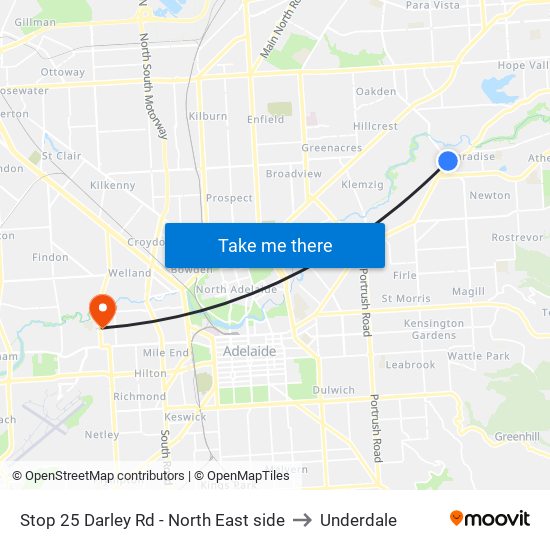 Stop 25 Darley Rd - North East side to Underdale map