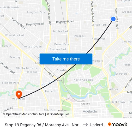 Stop 19 Regency Rd / Moresby Ave - North side to Underdale map