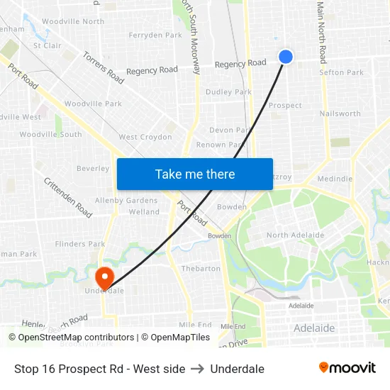 Stop 16 Prospect Rd - West side to Underdale map