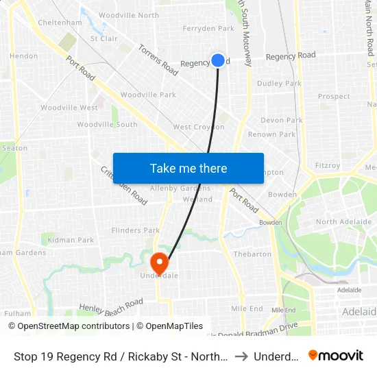 Stop 19 Regency Rd / Rickaby St - North side to Underdale map