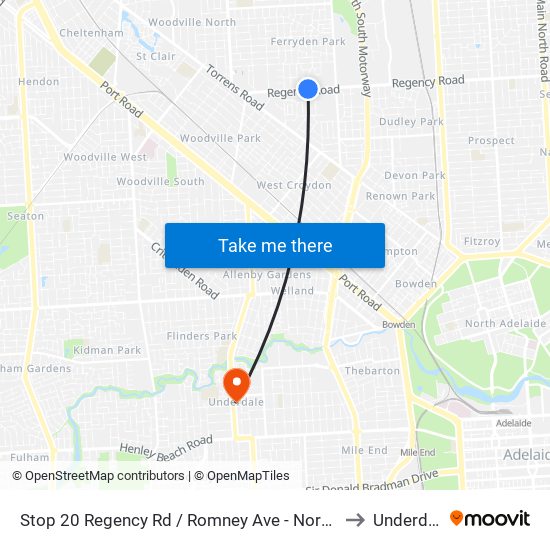 Stop 20 Regency Rd / Romney Ave - North side to Underdale map