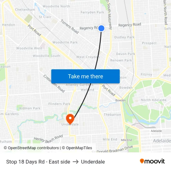 Stop 18 Days Rd - East side to Underdale map