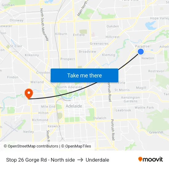 Stop 26 Gorge Rd - North side to Underdale map