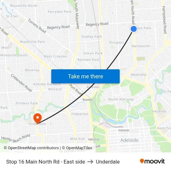 Stop 16 Main North Rd - East side to Underdale map