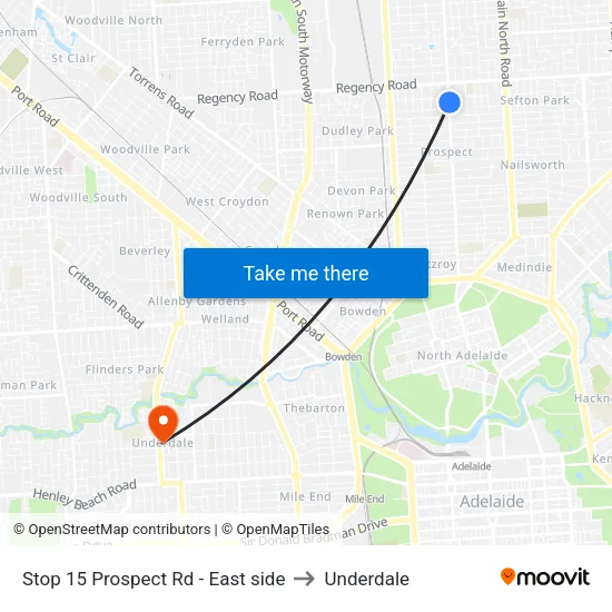 Stop 15 Prospect Rd - East side to Underdale map