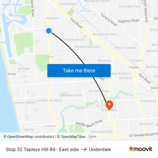 Stop 32 Tapleys Hill Rd - East side to Underdale map