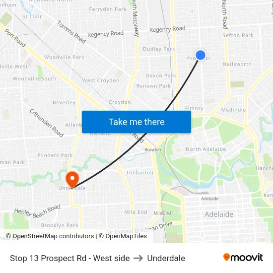 Stop 13 Prospect Rd - West side to Underdale map