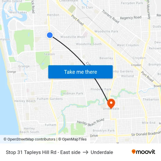 Stop 31 Tapleys Hill Rd - East side to Underdale map