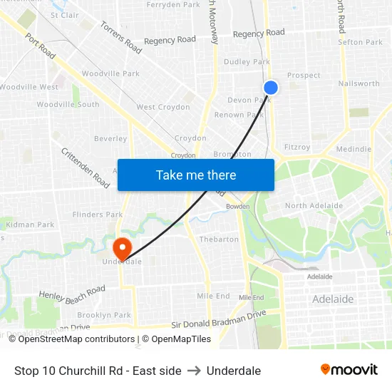 Stop 10 Churchill Rd - East side to Underdale map