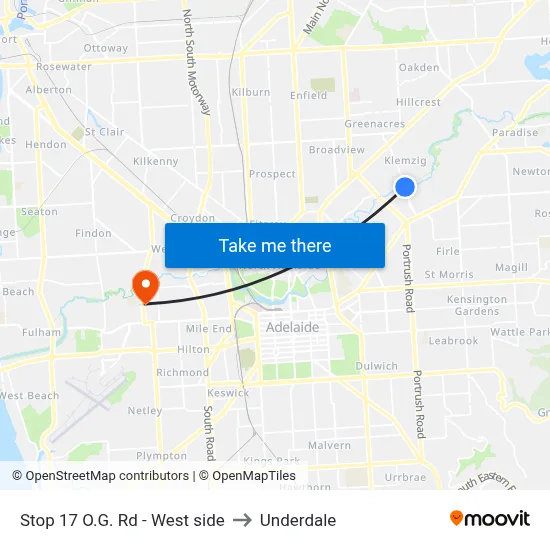Stop 17 O.G. Rd - West side to Underdale map