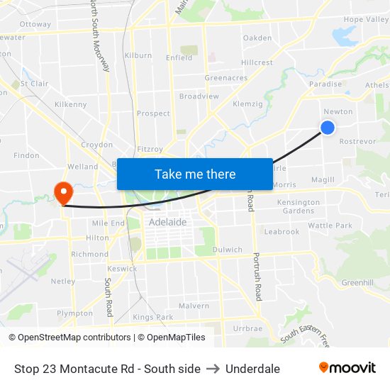 Stop 23 Montacute Rd - South side to Underdale map