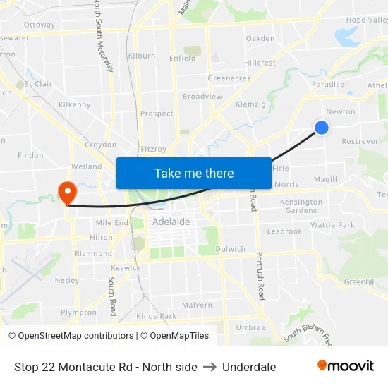 Stop 22 Montacute Rd - North side to Underdale map