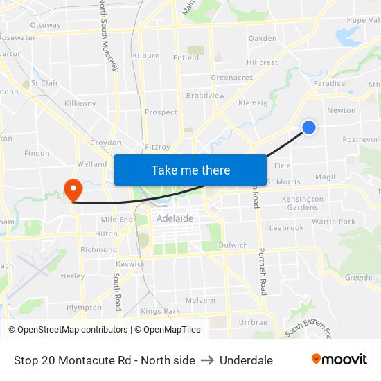 Stop 20 Montacute Rd - North side to Underdale map