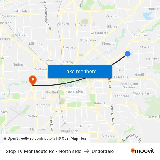 Stop 19 Montacute Rd - North side to Underdale map